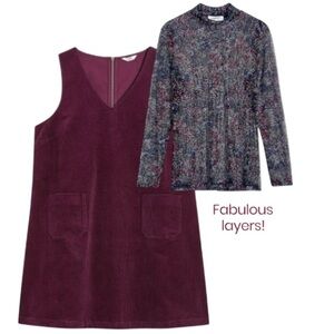 2X Cotton Corduroy Sleeveless Pinafore Dress, NWT